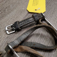 Pr POW Spurs, Leather Spur Straps *gc/fair, widened, dirt, straps: sliced, dirty, cracks & cut ends