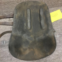 Open Front Leather Boots, buckles *gc, stiff, scrapes, older, mnr dirt, xholes, rubs, mnr stretched elastic