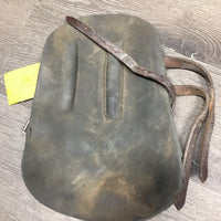 Open Front Leather Boots, buckles *gc, stiff, scrapes, older, mnr dirt, xholes, rubs, mnr stretched elastic
