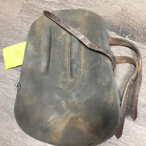 Open Front Leather Boots, buckles *gc, stiff, scrapes, older, mnr dirt, xholes, rubs, mnr stretched elastic
