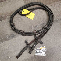 Soft Rubber Reins, thick leather finger stoppers *fair, v.dry, v.stiff, cracking, rubber: holey, thin, torn

