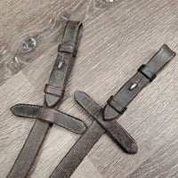 Soft Rubber Reins, thick leather finger stoppers *fair, v.dry, v.stiff, cracking, rubber: holey, thin, torn
