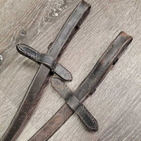 Soft Rubber Reins, thick leather finger stoppers *fair, v.dry, v.stiff, cracking, rubber: holey, thin, torn
