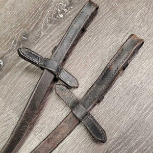 Soft Rubber Reins, thick leather finger stoppers *fair, v.dry, v.stiff, cracking, rubber: holey, thin, torn