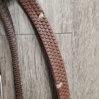 Rsd Rolled Bridle, Rubber Reins *gc/fair, NO Flash, older, rubs, scraped edges, splits, mismatched, tight keepers, dry, faded
