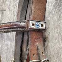 Rsd Rolled Bridle, Rubber Reins *gc/fair, NO Flash, older, rubs, scraped edges, splits, mismatched, tight keepers, dry, faded
