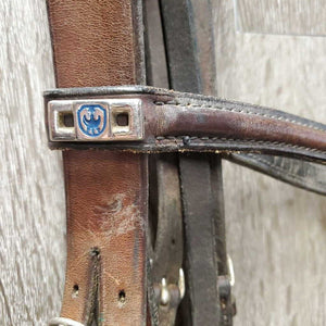 Rsd Rolled Bridle, Rubber Reins *gc/fair, NO Flash, older, rubs, scraped edges, splits, mismatched, tight keepers, dry, faded