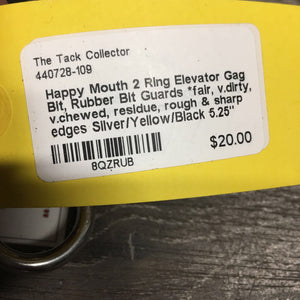 2 Ring Elevator Gag Bit, Rubber Bit Guards *fair, v.dirty, v.chewed, residue, rough & sharp edges