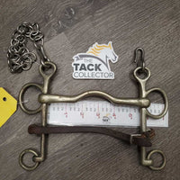 Low Port Weymouth, Curb Chain, leather lip strap *fair, v.stained, gunky, older, residue
