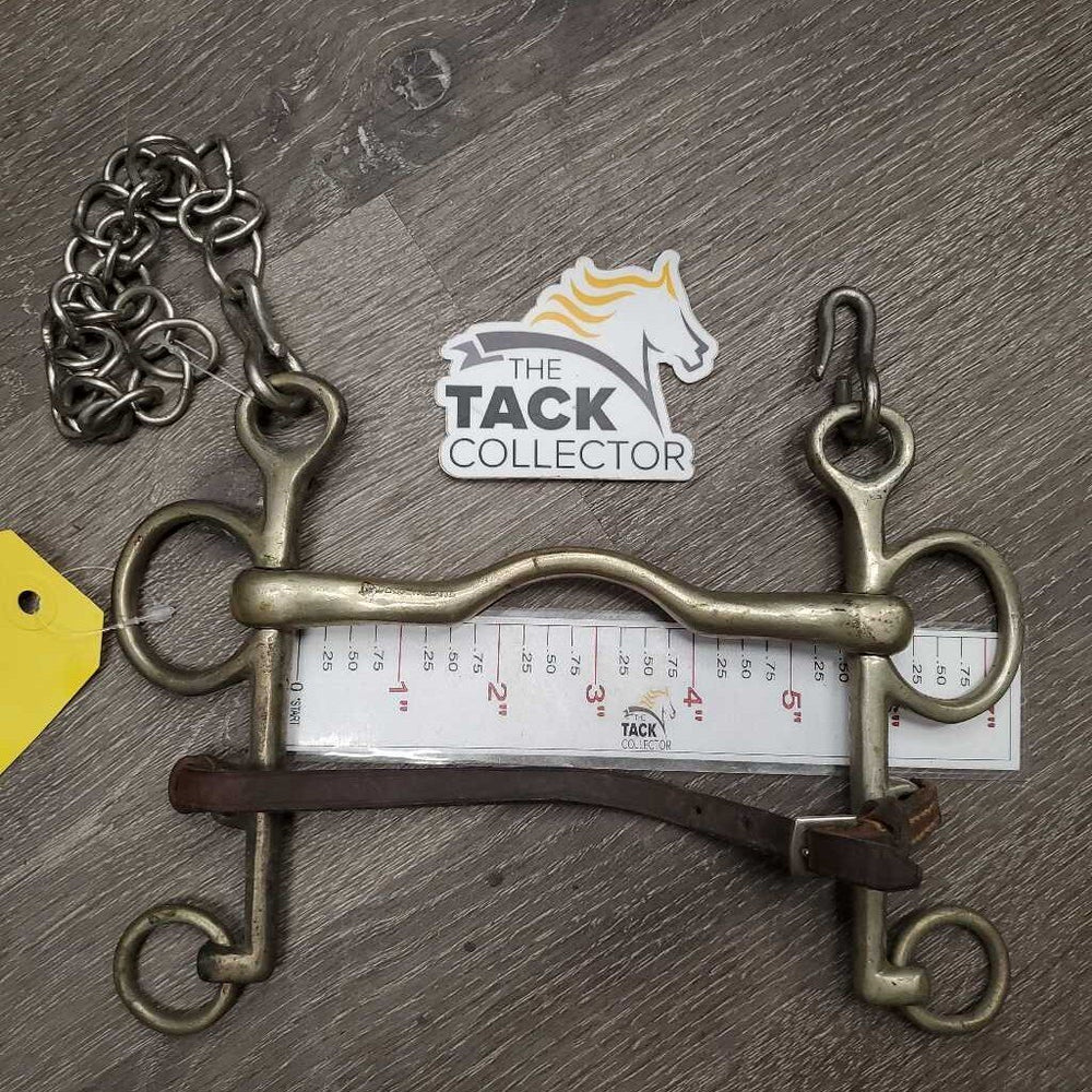Low Port Weymouth, Curb Chain, leather lip strap *fair, v.stained, gunky, older, residue