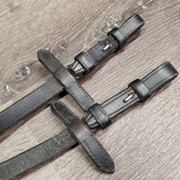Cotton Web Reins, finger stoppers *gc, loose hook, rubs, mnr dirt/dust, threads, scraped edges, faded