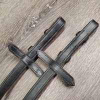Cotton Web Reins, finger stoppers *gc, loose hook, rubs, mnr dirt/dust, threads, scraped edges, faded