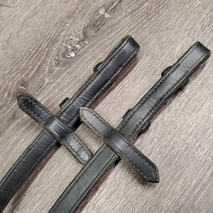 Cotton Web Reins, finger stoppers *gc, loose hook, rubs, mnr dirt/dust, threads, scraped edges, faded