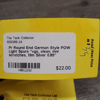 Pr Round End German Style POW Light Spurs *vgc, clean, mnr scratches, film
