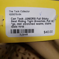 JUNIORS Full Sticky Seat Riding Tight Breeches, Pull ON *gc, mnr stretched seams, stains
