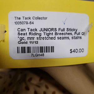 JUNIORS Full Sticky Seat Riding Tight Breeches, Pull ON *gc, mnr stretched seams, stains