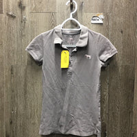 SS Polo Shirt, 1/4 button up *gc, wrinkled, rubs/pills, faded edges