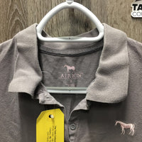 SS Polo Shirt, 1/4 button up *gc, wrinkled, rubs/pills, faded edges
