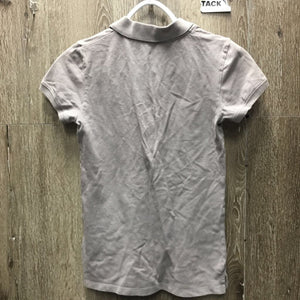 SS Polo Shirt, 1/4 button up *gc, wrinkled, rubs/pills, faded edges