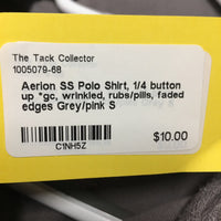 SS Polo Shirt, 1/4 button up *gc, wrinkled, rubs/pills, faded edges