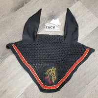 Crochet Bonnet, 1x piping, 1x bling, "MVE" *gc, curled & faded edges, mnr hair, piping rubs & frays, bent bling, clean