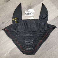 Crochet Bonnet, 1x piping, 1x bling, "MVE" *gc, curled & faded edges, mnr hair, piping rubs & frays, bent bling, clean
