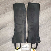 Neoprene Half Chaps *gc/fair, cracks, rubs, clean, undone stitching, hair
