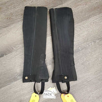 Neoprene Half Chaps *gc/fair, cracks, rubs, clean, undone stitching, hair
