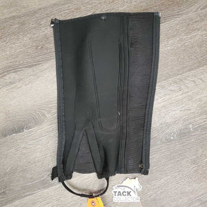 Neoprene Half Chaps *gc/fair, cracks, rubs, clean, undone stitching, hair