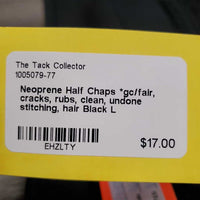 Neoprene Half Chaps *gc/fair, cracks, rubs, clean, undone stitching, hair
