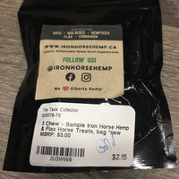3 Chew - Sample Iron Horse Hemp & Flax Horse Treats, bag *new
