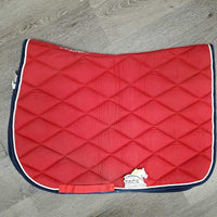 Quilt Jumper Saddle Pad, 1x piping *gc, rubs, pills, puckers, faded, hairy seams, stains
