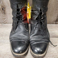 Field Boots, Pull On, 2 Blue Forms *fair, older, rubs, scrapes, crumpled & peeled heels, undone seams, torn & missing tabs
