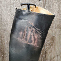 Field Boots, Pull On, 2 Blue Forms *fair, older, rubs, scrapes, crumpled & peeled heels, undone seams, torn & missing tabs