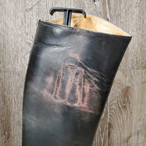 Field Boots, Pull On, 2 Blue Forms *fair, older, rubs, scrapes, crumpled & peeled heels, undone seams, torn & missing tabs
