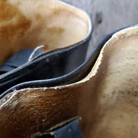 Field Boots, Pull On, 2 Blue Forms *fair, older, rubs, scrapes, crumpled & peeled heels, undone seams, torn & missing tabs