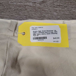 High Waist Breeches *gc, older, v.stained seat & legs, rubs, pills, hairy velcro, loose stitching