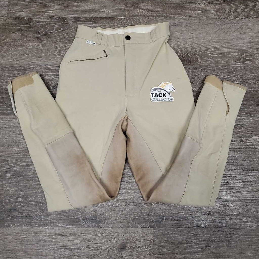 High Waist Full Hvy Leather Seat Breeches *gc, older, v.stained, seam puckers, dingy, stretch/puckers