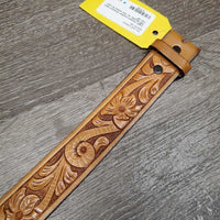 Light Tooled Leather Western Belt *NO Buckle, xc, mnr stains & rubs