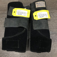 Pr Closed Boots, velcro *gc/fair, v.dirty, faded, v.frayed edges, velcro: weak & unstitched ends
