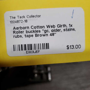 Cotton Web Girth, 1x Roller buckles *gc, older, stains, rubs, tape