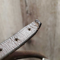 Rolled Leather Bridle *gc, older, trimmed end, clean, creased/cracks, loose keepers, rust, rust
