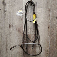 Rolled Leather Bridle *gc, older, trimmed end, clean, creased/cracks, loose keepers, rust, rust
