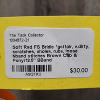 Soft Rsd FS Bridle *gc/fair, v.dirty, scratches, xholes, rubs, loose Nband stitches
