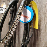 Rsd Bridle, Bling, Wide Cotton Web Reins *gc/fair, missing bling, dirty, scrapes, creases, mnr mismatched, dry, stiff

