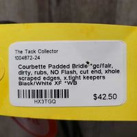 Padded Bridle *gc/fair, dirty, rubs, NO Flash, cut end, xhole, scraped edges, x.tight keepers