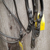 Rsd/Padded Monocrown Double Dressage Bridle, Plain & Curb Reins, Bling *fair/gc, dirty, broken end, mismatched
