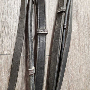 Rsd/Padded Monocrown Double Dressage Bridle, Plain & Curb Reins, Bling *fair/gc, dirty, broken end, mismatched