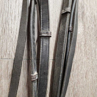 Rsd/Padded Monocrown Double Dressage Bridle, Plain & Curb Reins, Bling *fair/gc, dirty, broken end, mismatched
