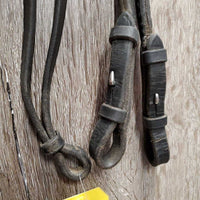 Rsd/Padded Rolled Double Dressage Bridle, Crank, Rubber Lined & Curb Reins *gc, dirty, faded, bent/folded ends, rubs, mnr faded
